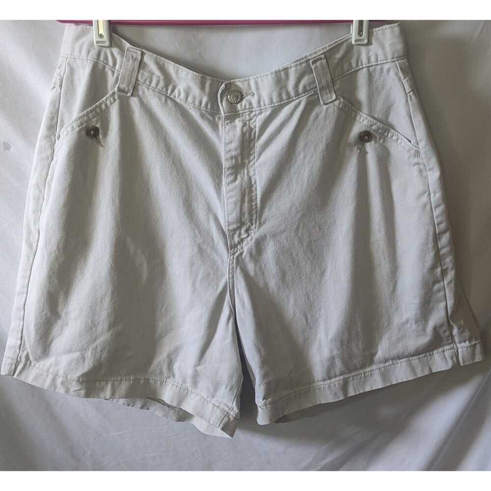 VTG Authentic Riders Womens Size 18 Khaki Beige Mom Shorts High Waist Pockets